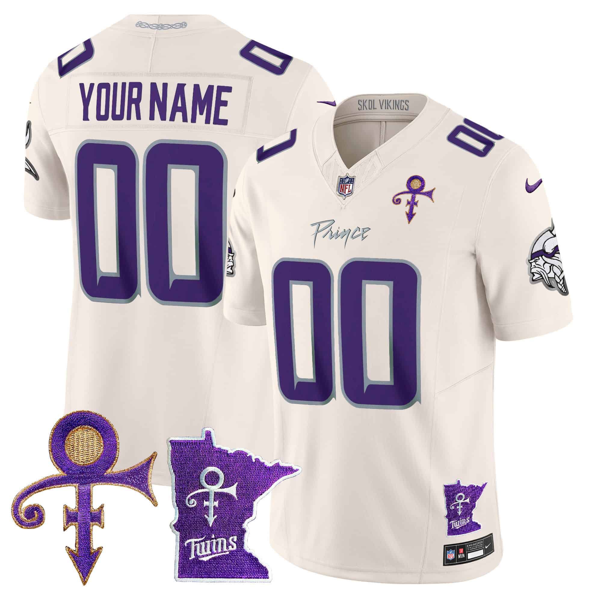 Men Minnesota Vikings Cream 2024 Nike Prince Vapor Limited Custom NFL Jersey